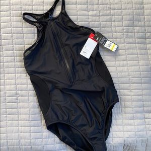 Speedo One Piece, sheer sides, zipper front